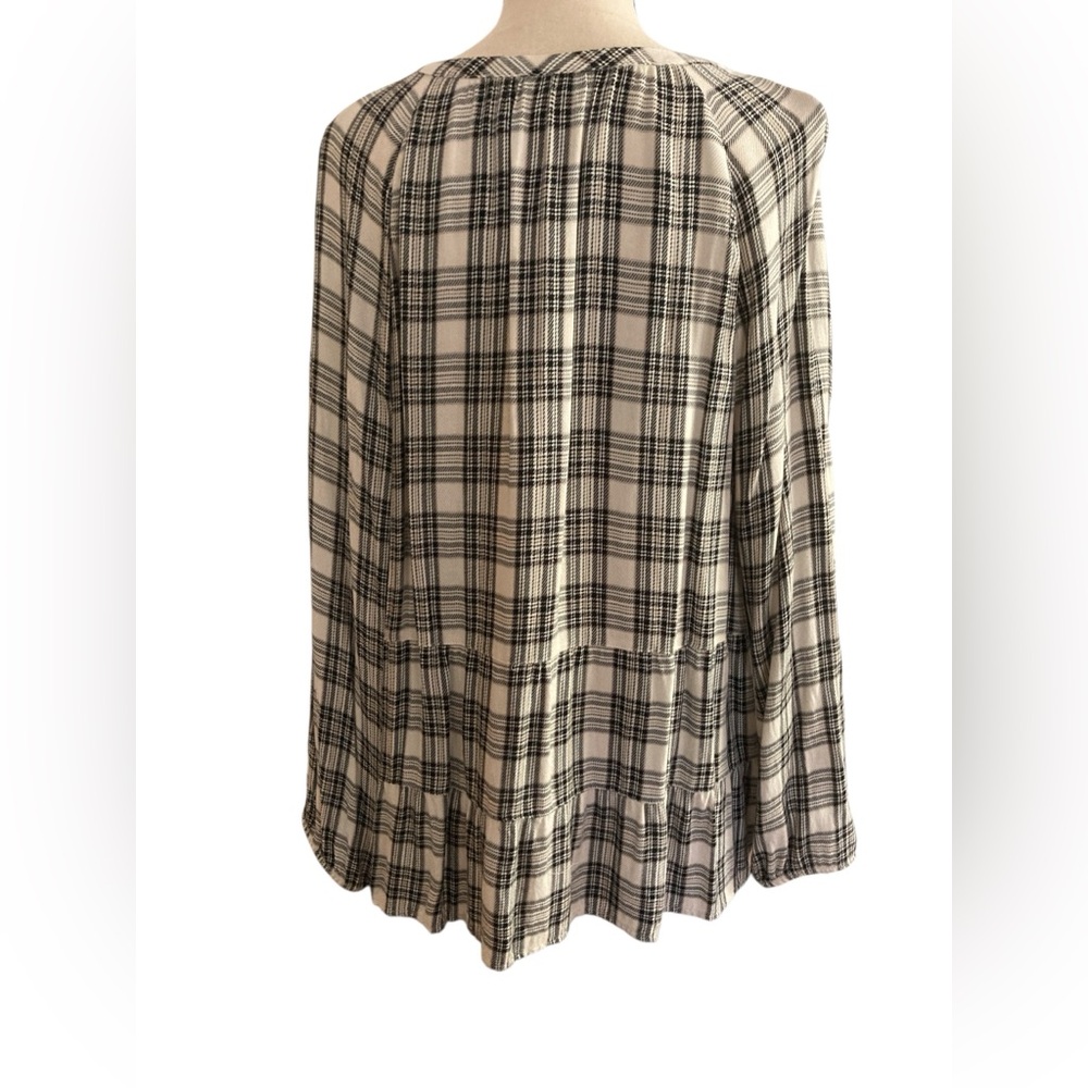 Women’s J Jill plaid tunic top size L button down long sleeve boho casual spring - Picture 4 of 8